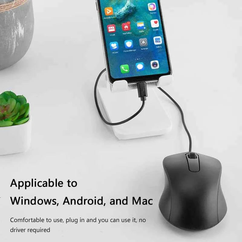 Lenovo Wired Mouse Type-C Plug Ergonomic Design Tablet Notebook Office Optical Silent Mouse For PC Android IOS