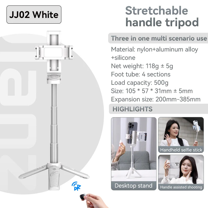 Ulanzi JJ02 Wireless Selfie Tripod With Bluetooth Remote Control Portable Foldable Monopod For Smart Phone Booster Handle Grip