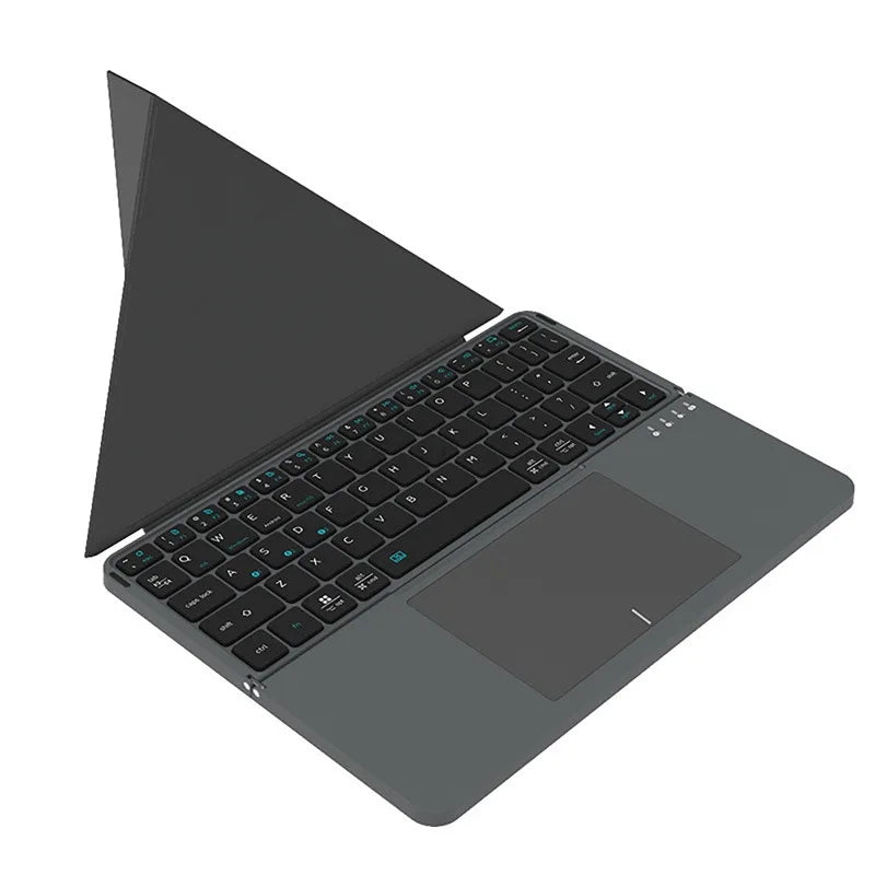 Multi-functional Wireless Bluetooth 5.0 Folding Keyboard for Tablet/Phone/PC Detachable Leather Stand Touch Portable Keyboard