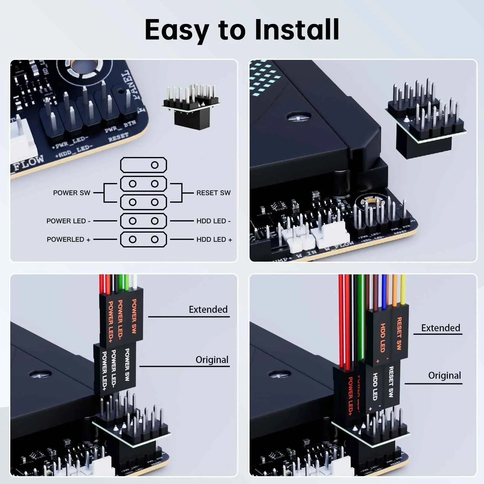 2M Desktop Computer Power Button RGB Lighting External Power Switch Motherboard Switch On Off PC Power Switch Button for PC Case