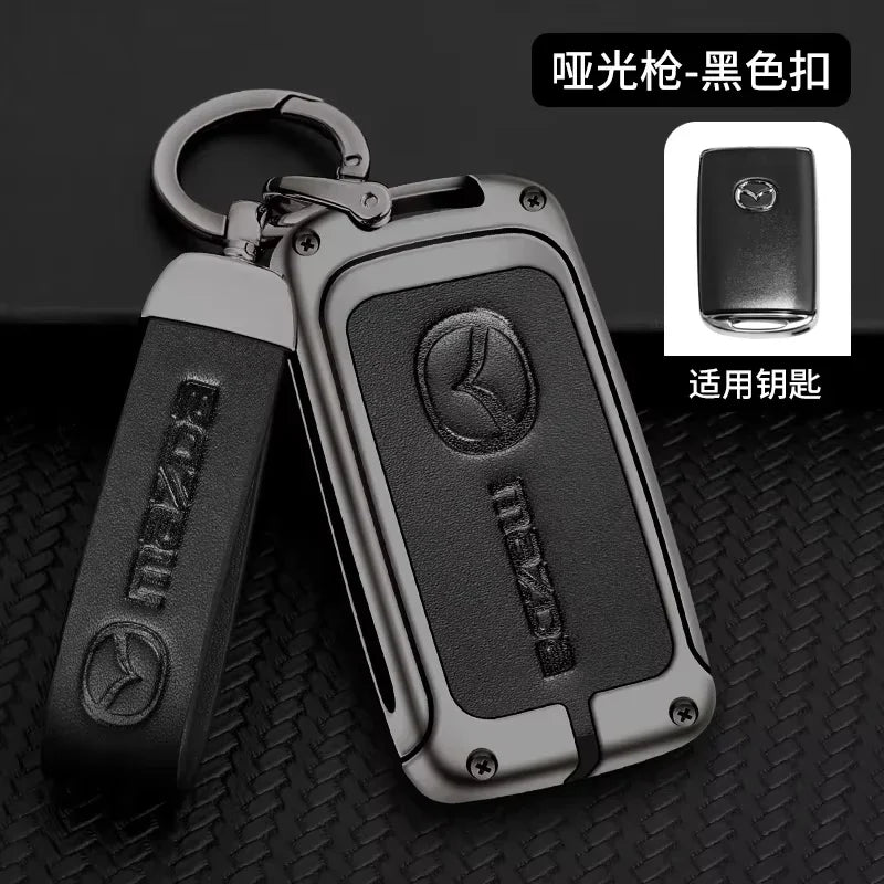 Metal&Leather Car Key Case Cover Protection For Mazda 3 Alexa BP CX3 CX4 CX5 CX-5 CX8 CX-9 CX-30 CX30 CX50 2020 2022 Accessories