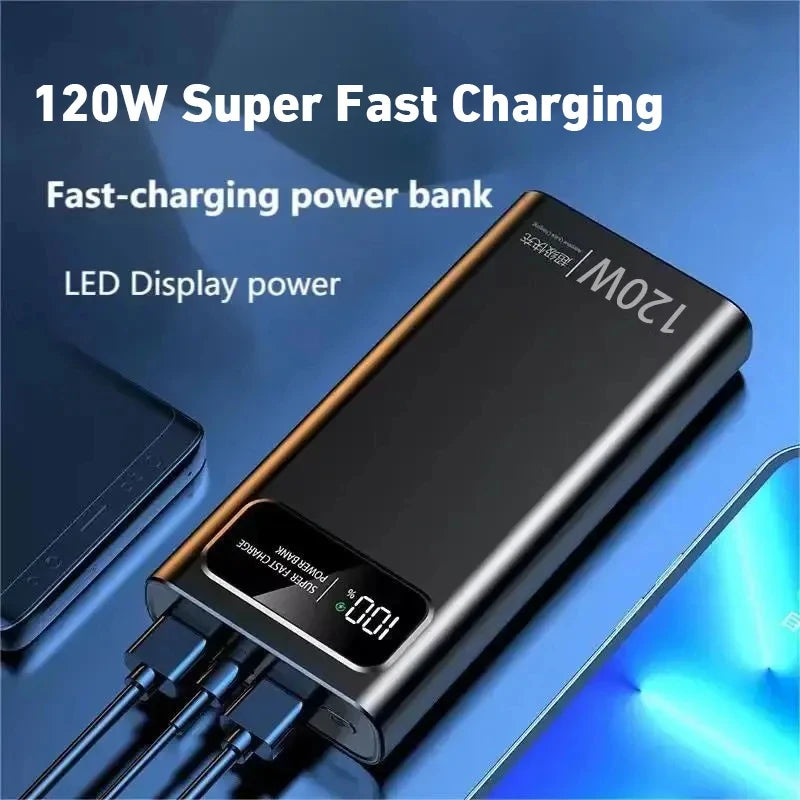 2026 CCC Certified 200000mAh 740Wh 120W Super Fast Charging Power Bank LED Digital Display Long Lasting for iOS Android Laptops