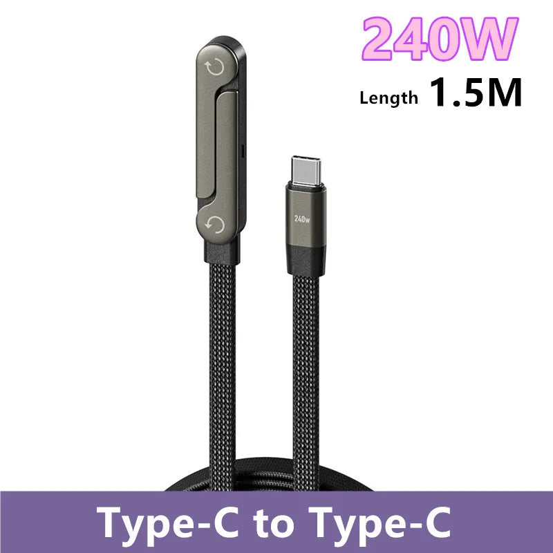 240W PD Type C Fast Charging Cable Foldable Bracket 2-in-1 Data Cable Phone Stand Charge Wire For iPhone Macbook Xiaomi Samsung