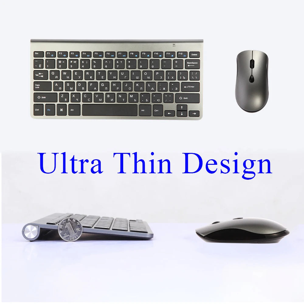 Mini Wireless Keyboard and Mouse 2.4G Protable Silent Mice Russian Korean Hebrew US Keyboard Kit for Laptop Mac PC TV Box