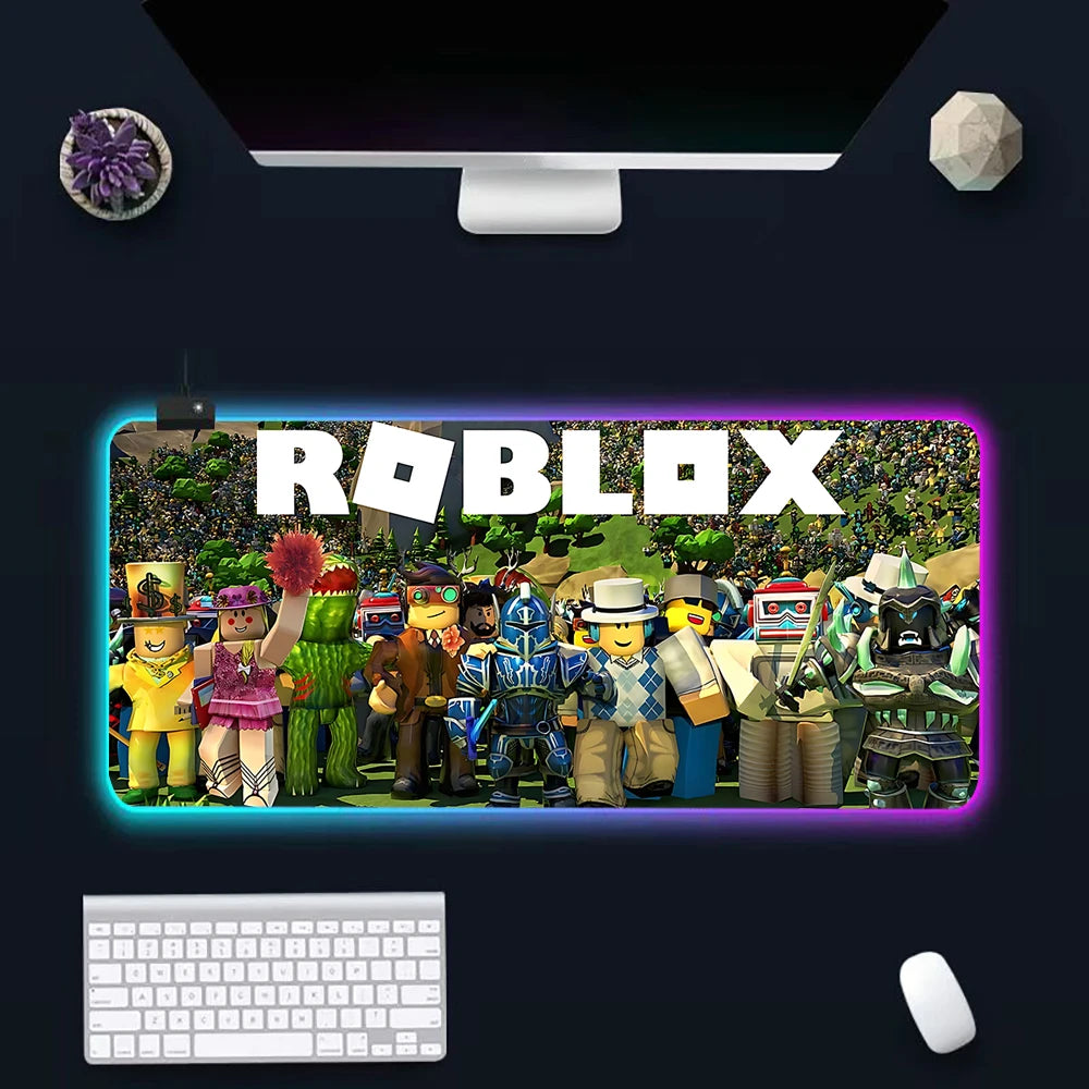 Hot game R-robloxs Cartoon RGB Pc Gamer Keyboard Mouse Pad Mousepad LED Glowing Mouse Mats Rubber Gaming Computer Mausepad