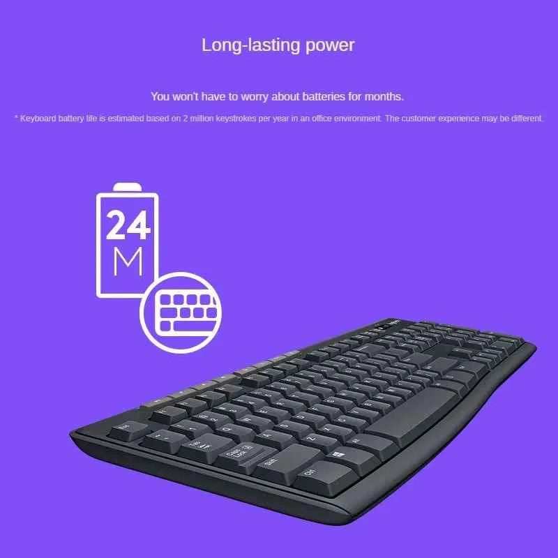 Logitech K270 Wireless Keyboard Full Size - Quiet Multimedia Keys, Spill-Resistant for PC, Laptop, Office Home Business