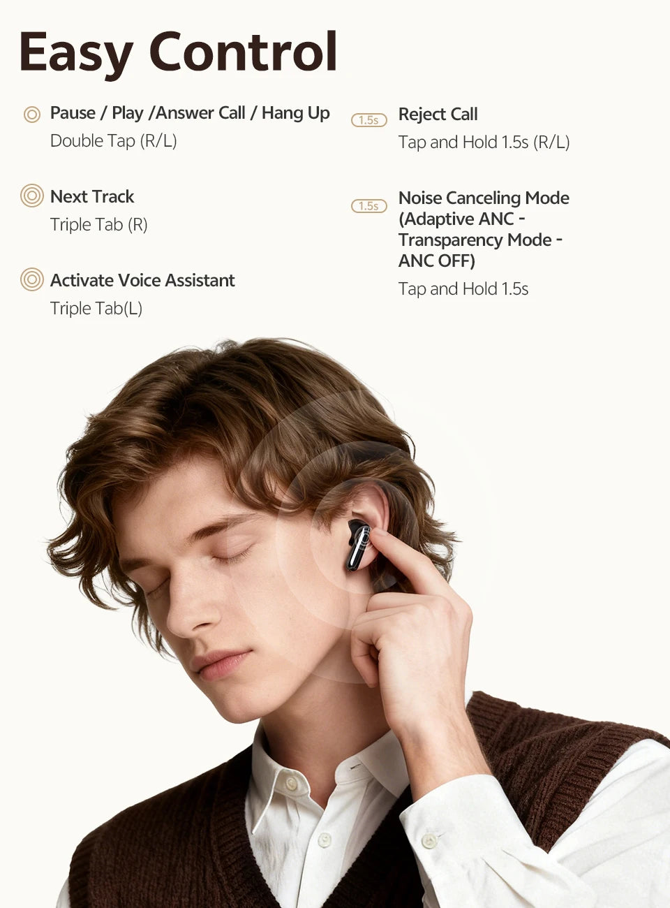 QCY AilyBuds E50 HT11 Wireless Earphones Hi-Res Adaptive Hybrid ANC Headphone Bluetooth 6.0 Spatial Sound Earbuds 11mm Drivers