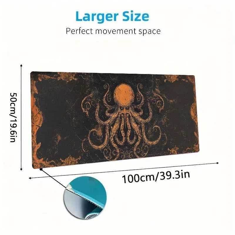 Gaming Mouse Pad Large Octopus Pattern Desk Mat Natural Rubber Non Slip