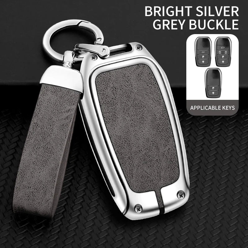 Zinc Alloy Leather Car Key Case Protective Case for Toyota CHR Hilux Fortuner Land Cruiser 200 Camry Corolla Crown RAV4 Highland