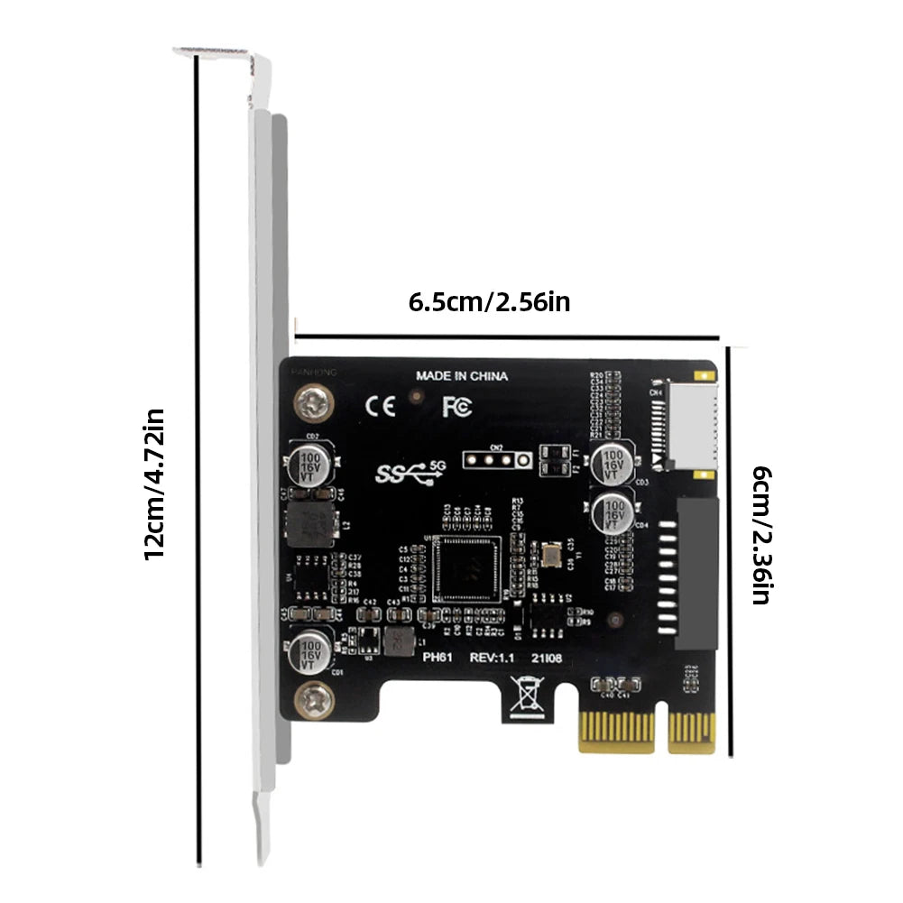PC PCI-E To USB 3.0 Type C Front Panel Adapter 19PIN PCI-E To USB 3.0 Hub Splitter Extender Card