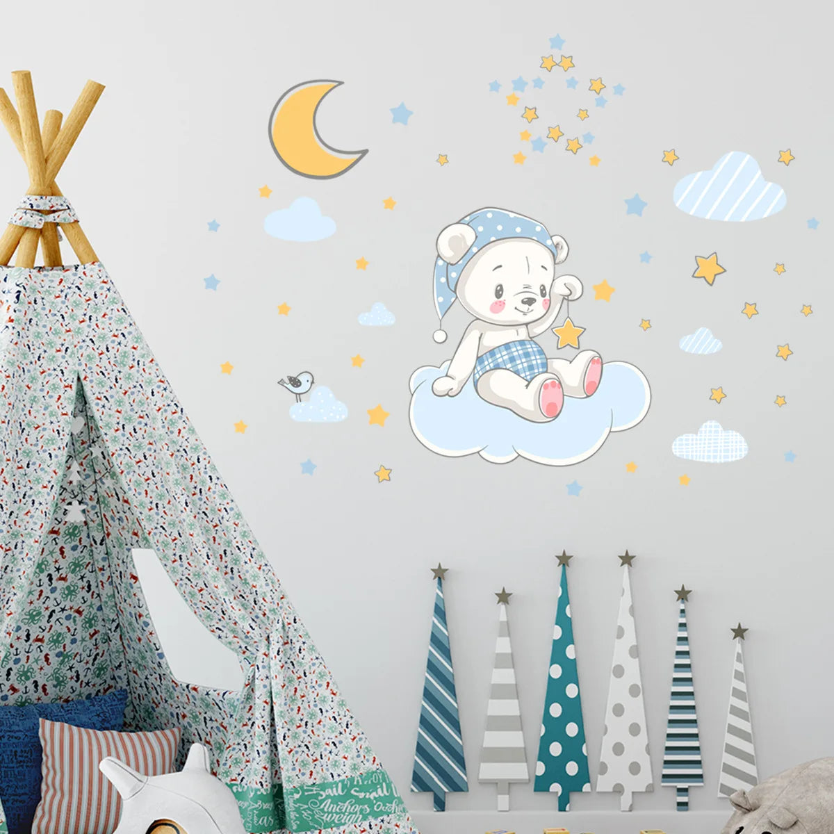 Cartoon Luminous Wall Stickers Glow In The Dark Fluorescent Rainbow Wall Decal For Kid Rooms Bedroom Ceiling Nursery Home Decor