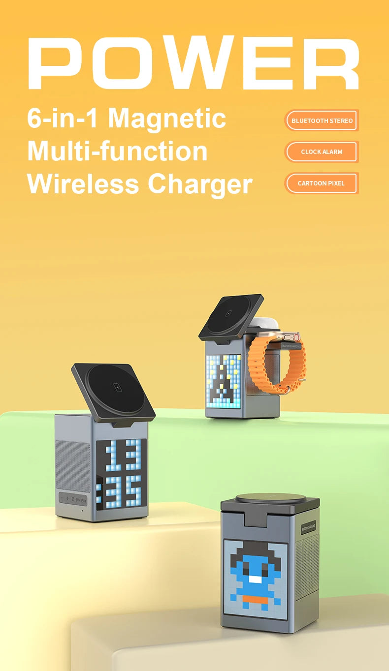 Qi2 3 in 1 Wireless Charger With Bluetooth Speaker For iPhone 17 16 15 14 13 12 Fast Charging Station For Apple Watch 10 9 8 7 6
