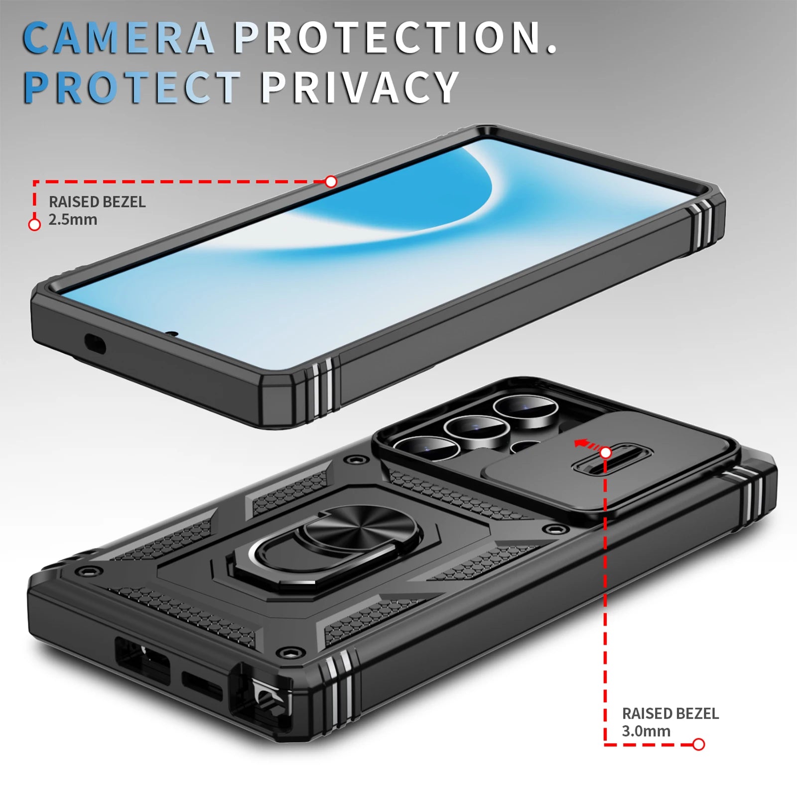 360 Full Protection Phone Case For Samsung Galaxy S25 S24 S23 Ultra Plus S25 Edge S24FE Case Armor Car Magnet Ring Stand Cover