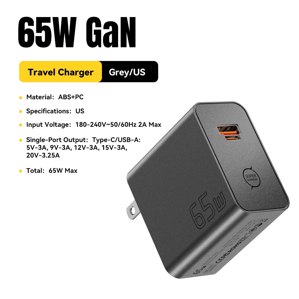 ESSAGER 65W GaN Charger PD3.0 PPS QC4.0 Fully Compatible for iPhone 17 16 Samsung S26 MacBook Air Huawei Laptop PD Fast Charger