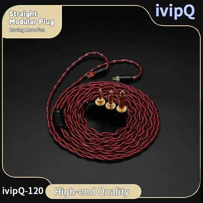 ivipQ 26AWG 7N OCC Palladium Plated L-type Modular Plugs 3-in-1 Earphone Upgrade Cable With MMCX/2PIN/0.78mm/QDC/N5005 For AKG