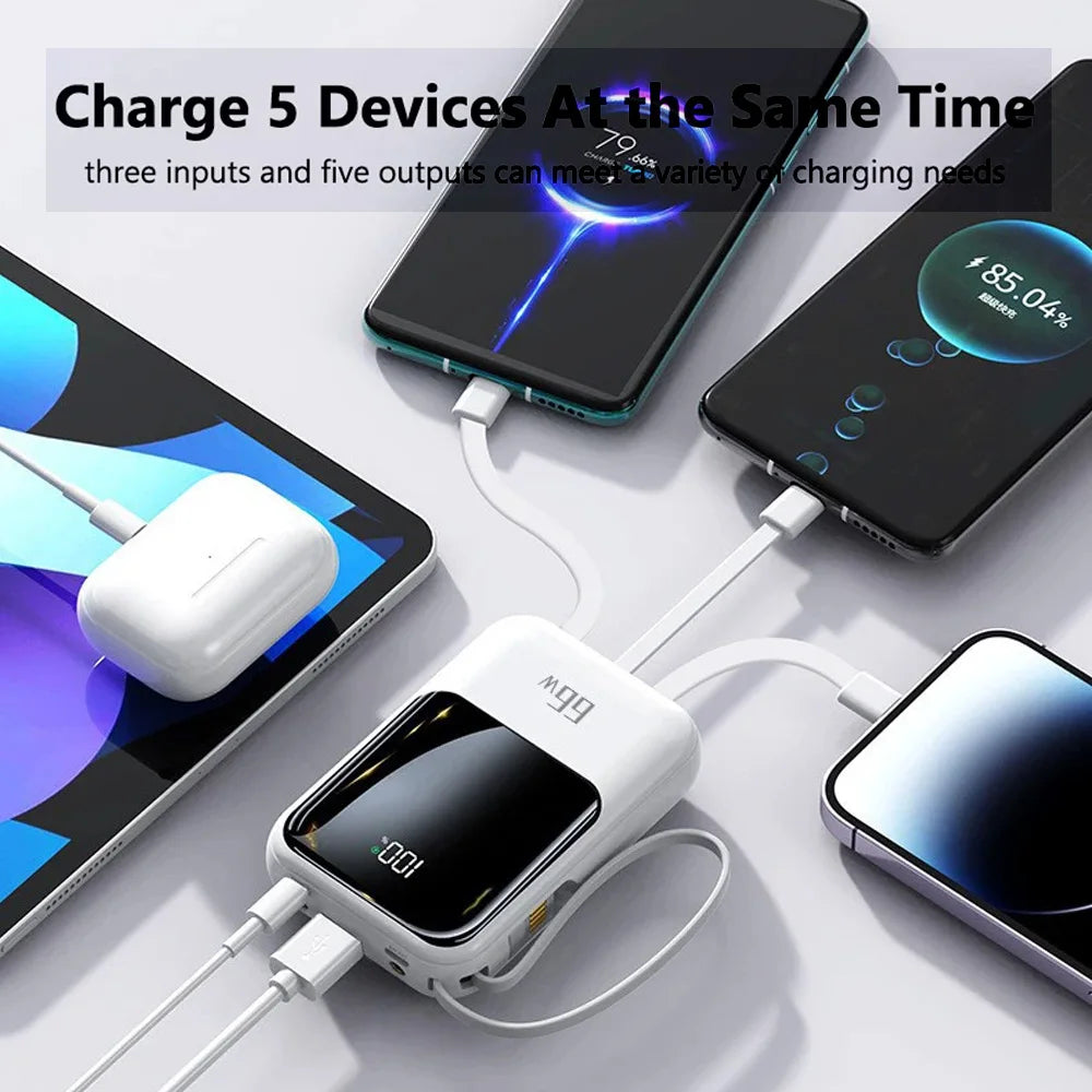 10000mAh Portable charger for phone, Power Bank Built-in 4 Cables and Flashlight ,PD22.5W Fast Charge USB C Battery Pack Compatible with IPhone and Sumsang Android,etc, Camping Travel Essentials