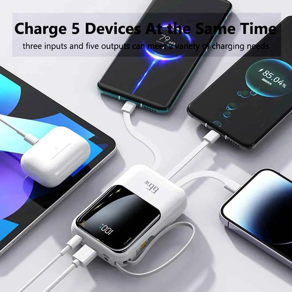 10000mAh Portable charger for phone, Power Bank Built-in 4 Cables and Flashlight ,PD22.5W Fast Charge USB C Battery Pack Compatible with IPhone and Sumsang Android,etc, Camping Travel Essentials