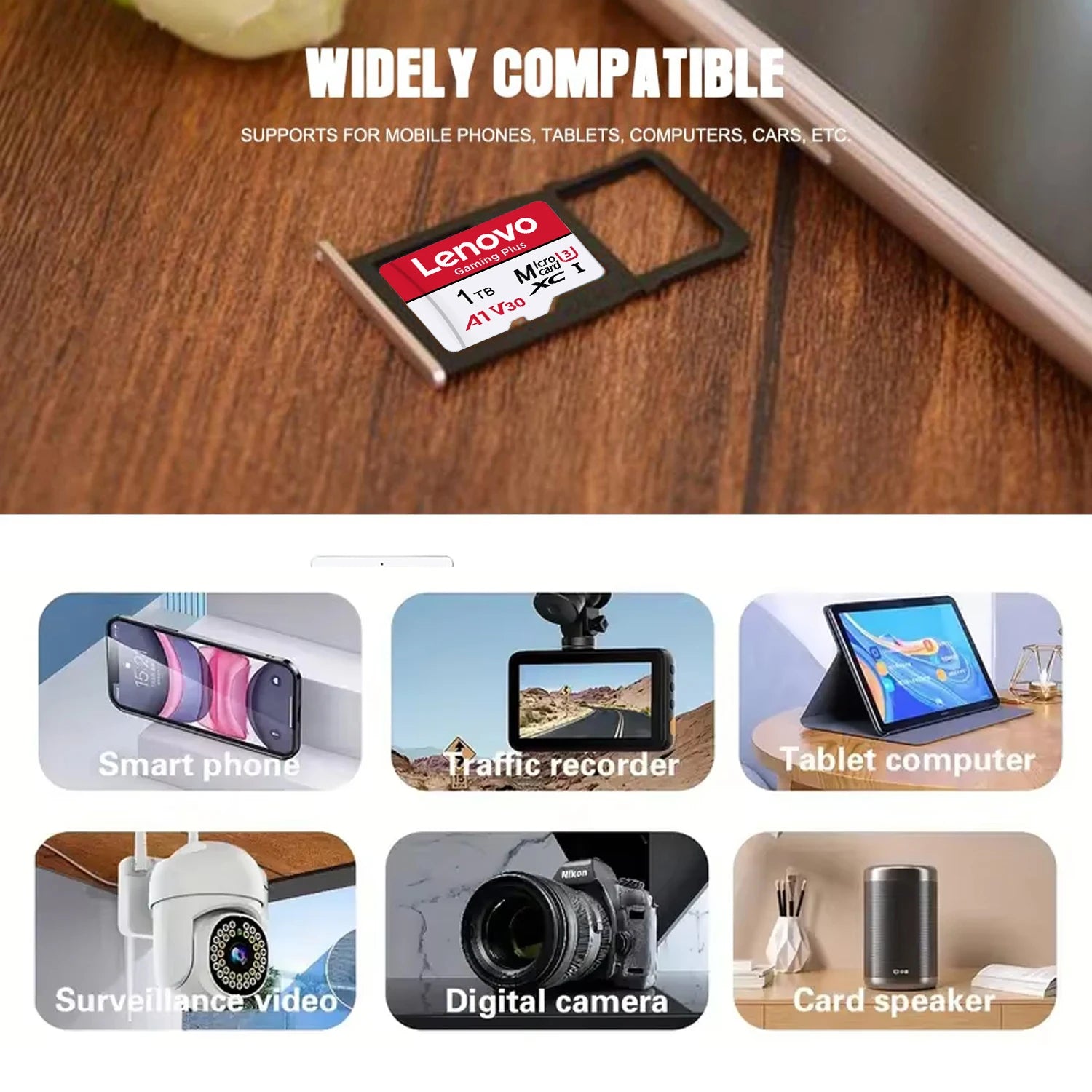 Lenovo SD Card 1TB High Speed Micro SD Card for Nintendo Switch 512GB 256GB 128GB U3 V30 Stable Performance SD Memory Card