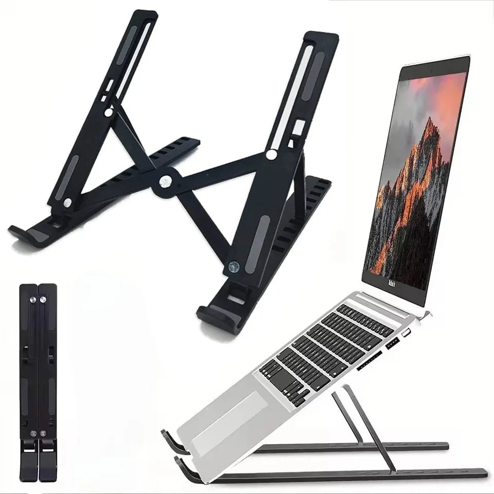 Foldable Laptop Stand Adjustable Portable Folding Stand ABS Plastic Base Supports Various Laptop Computer 10 Level Adjustable Height