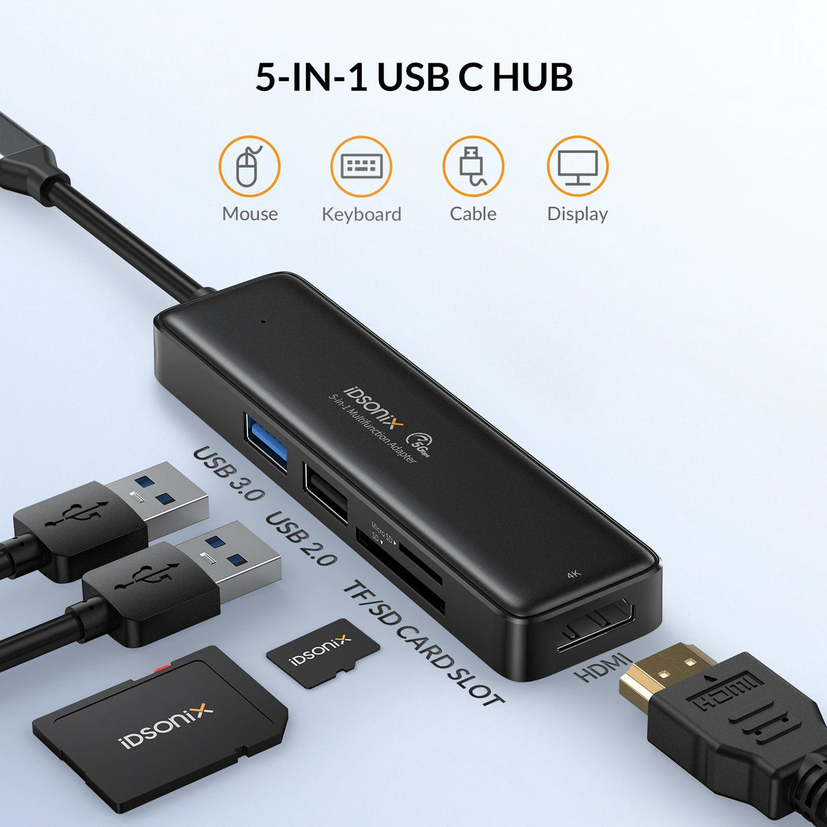 iDsonix Type C USB 3.0 HUB 15 in 1 Docking Station Multiport Adapter with HDMI 4K@60Hz PD100W Gigabit Ethernet SD/TF Card Reader