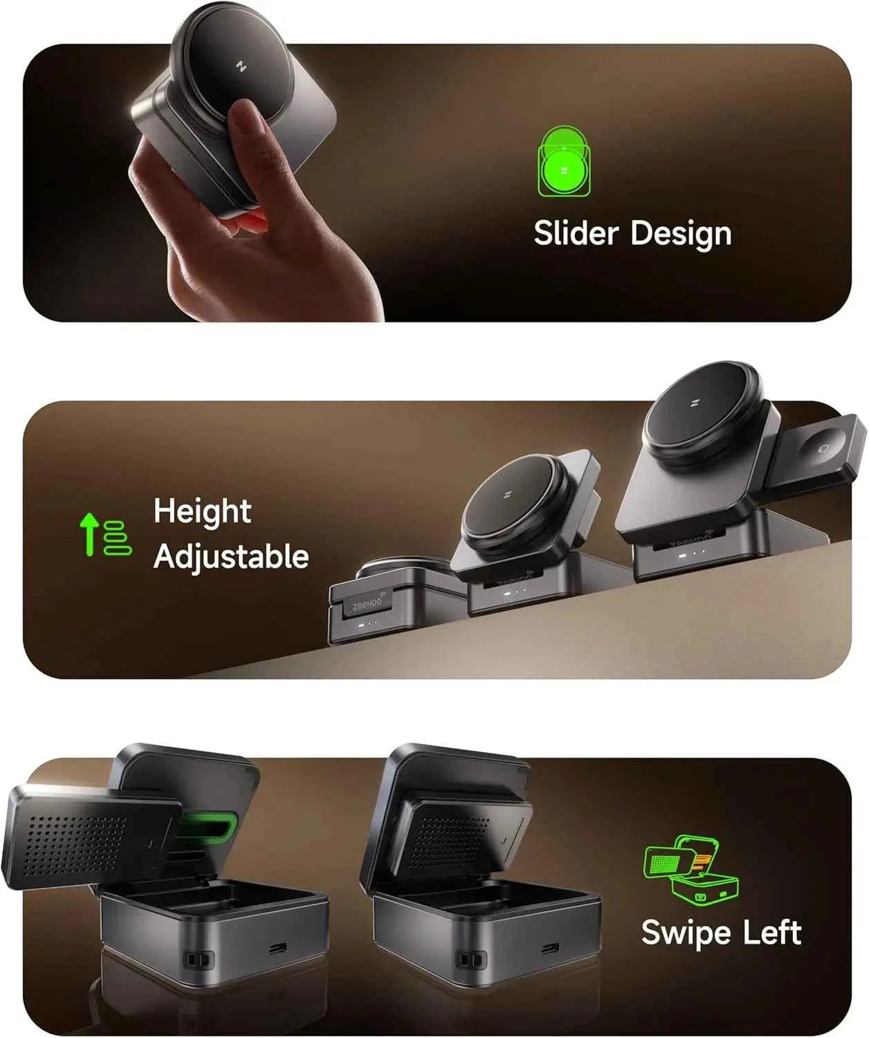 3-in-1 Foldable Magnetic Wireless Charging Station, Qi2 Certified 15W Travel Charger for iPhone 16/15/14/13/12 Series, Apple Watch, AirPods, 30W Adapter Included