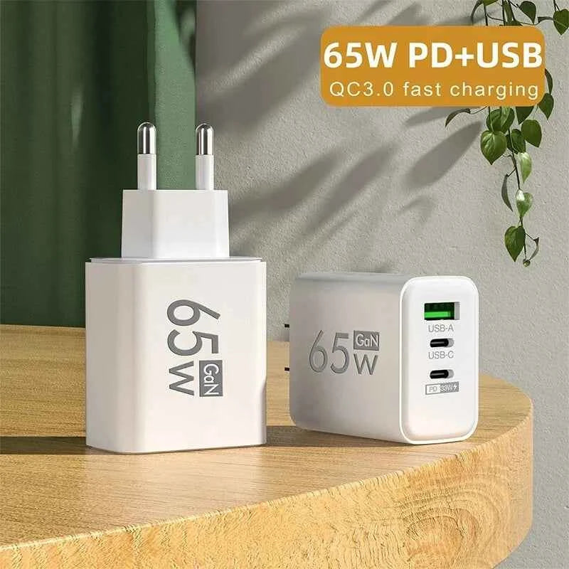 New 65W Fast Charging USB Type-C Charger US EU Plug USB PD Quick Charge 3.0 Travel Wall Phone Charger Adapter For iPhone Samsung