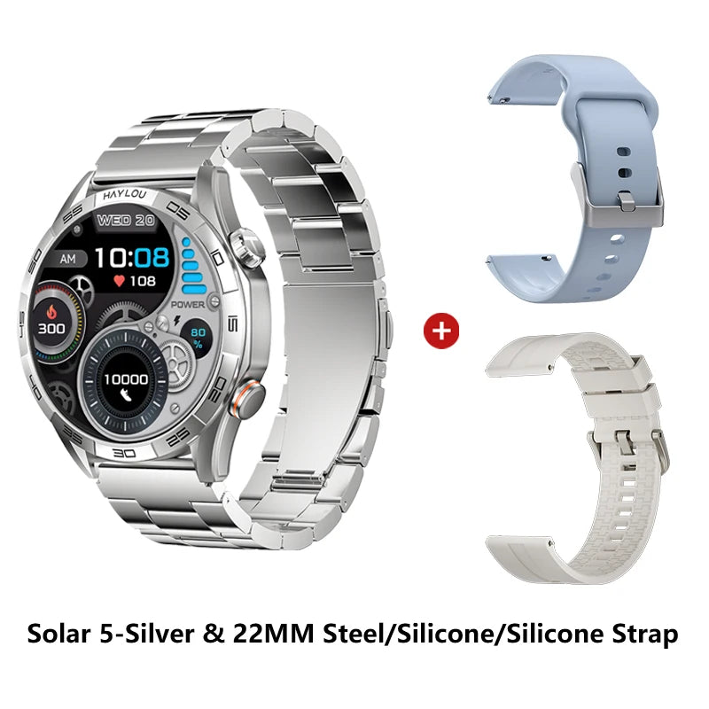 HAYLOU Solar 5 Smartwatch 1.58'' AMOLED Display 60Hz Refresh Rate 24H Health Monitoring Voice Calling 100+ Sports Modes Black/Silver