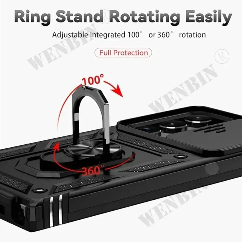 Case For Samsung S26 S25 S24 S23 Ultra Plus S25 FE A56 A36 Heavy Duty with Camera 360 Degree Rotate Kickstand Shockproof Cover