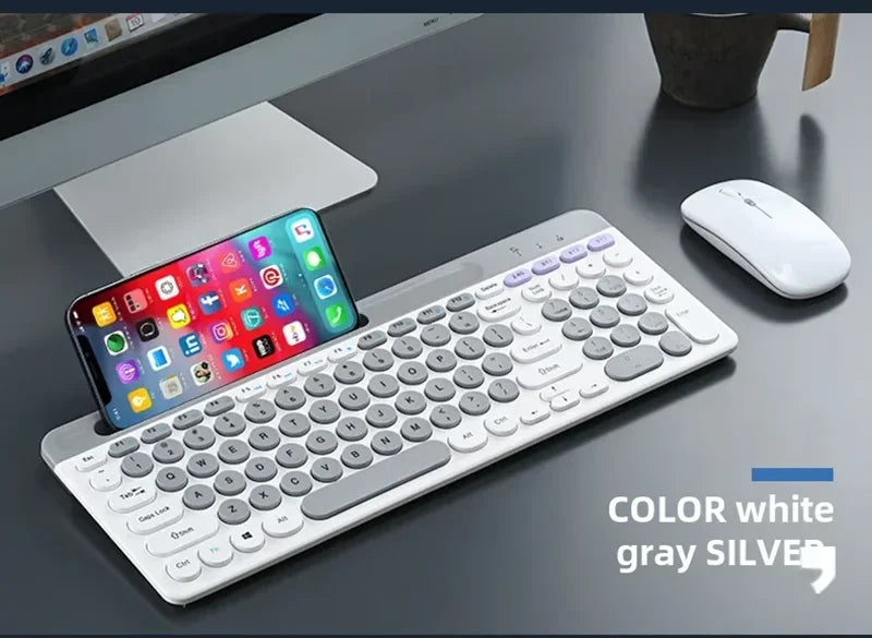 2.4G Wireless Keyboard Mouse Combo Portable Bluetooth Colorful Keyboard Rechargeable Silent for Tablet Laptop Desktop Computer