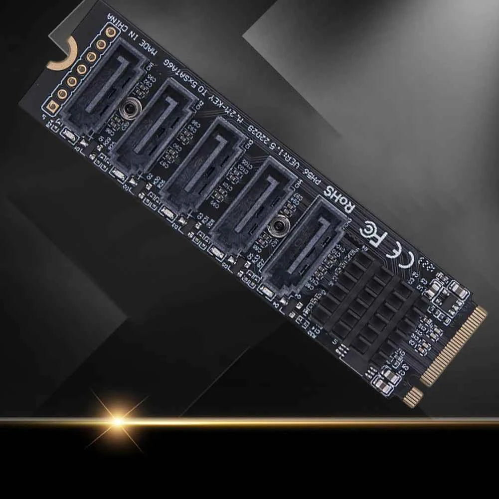 M.2 MKEY PCI-E Expansion Card 5/6 Port Adapter Card M.2 To SATA 3.0 Converter 6Gpbs SATA3.0 Adapter Support PM Function
