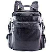 Vintage Crazy Horse Genuine Leather Backpack Men Bagpack Cowhide Hiking Backpack 17