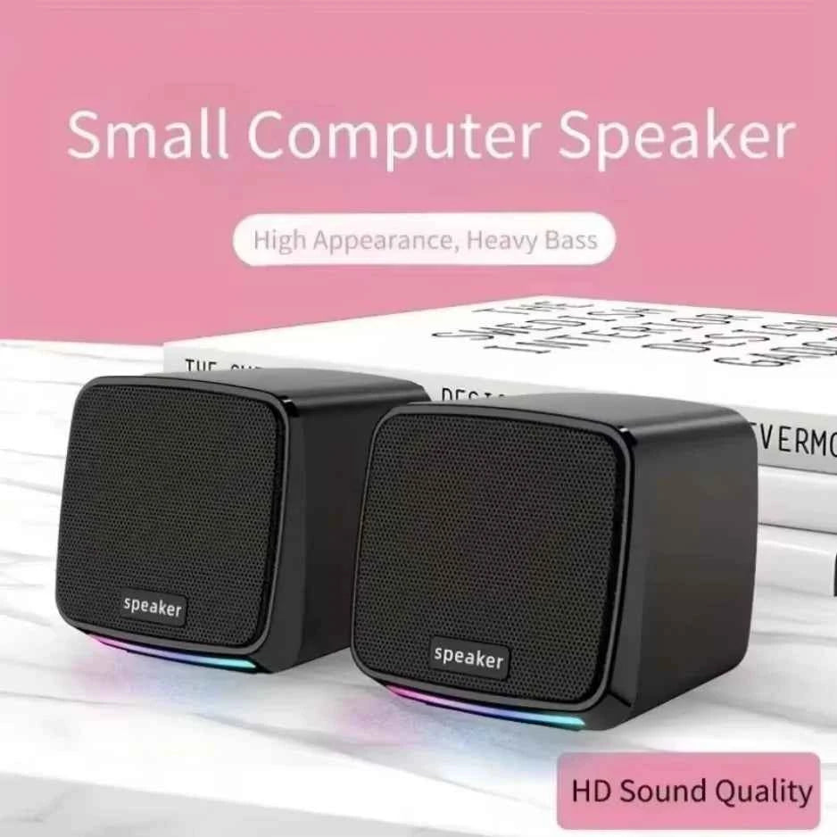 XIKCU Mini Computer Speakers (USB Powered, AUX, 6W Stereo with Cool Lights)