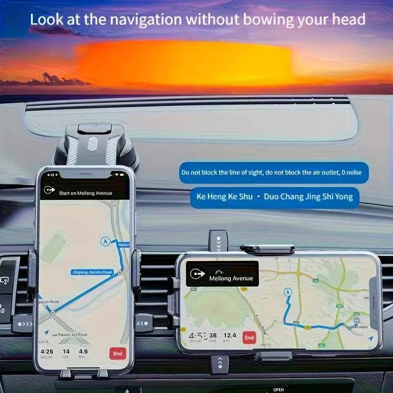 1Pc Car Mobile Phone Holder, Dashboard Installation, 360-Degree Rotatable Adjustment, Equipped with Strong Suction Cup, Non-Slip and High-Stability Mobile Phone Holder, Compatible with All Smartphones