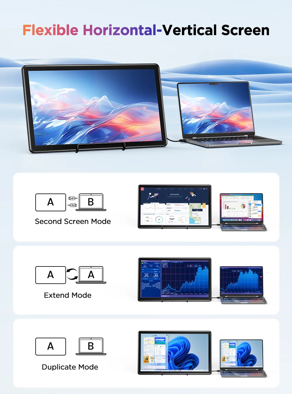 UPERFECT 15.6“ Portable Monitor Touch Screen with 2000:1 Full HD Screen Integrated Stand & DVI VGA HDMI USB C External Dispaly