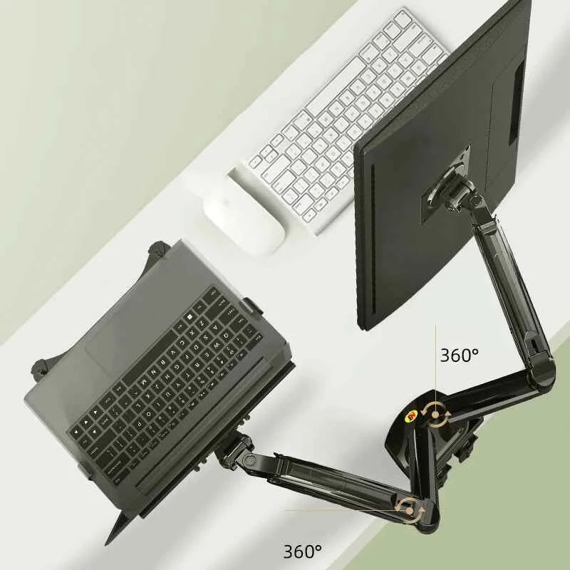 Dual Monitor Laptop Holder w/ USB3.0 cables NB F160-FP Gas Spring Arm for 17