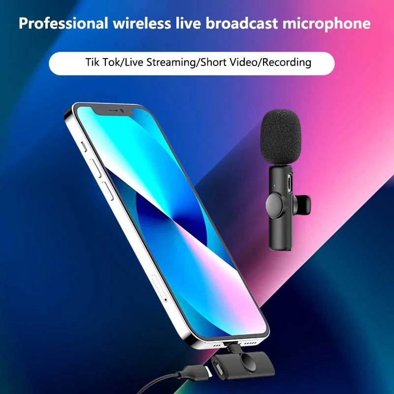 New Portable Wireless Lavalier Microphone Audio Video Recording Mini Microphone for iPhone Laptop Android Live Gaming Mic