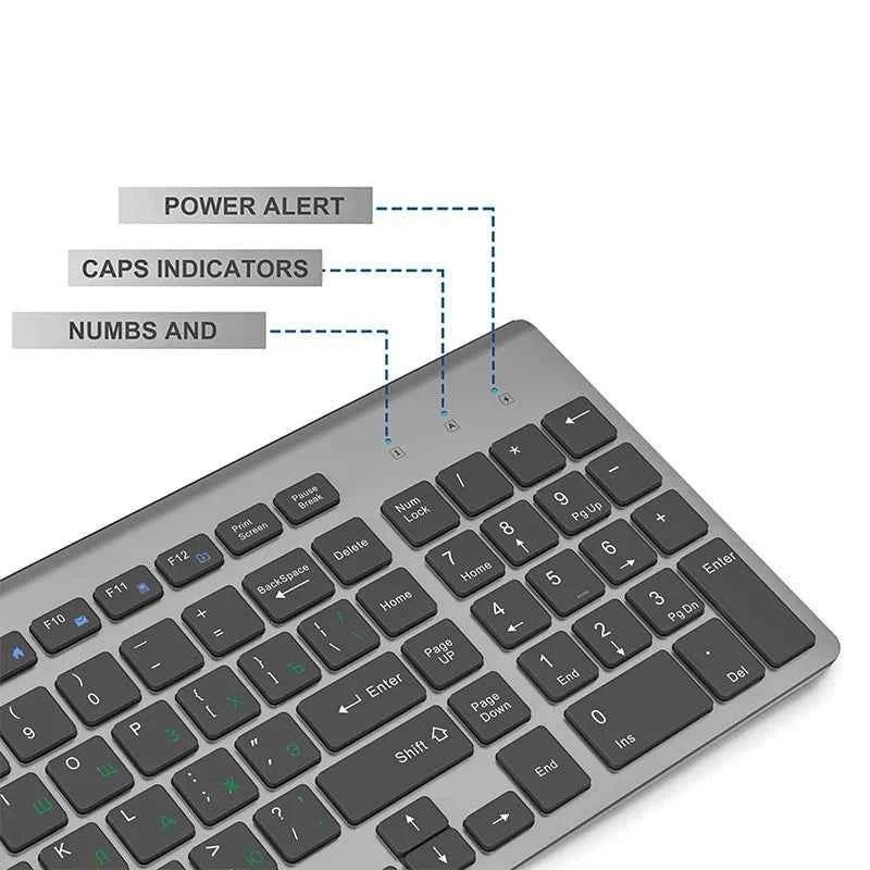 Jomaa Russian Spain Wireless Keyboard and Mouse Combo 2.4G Full Size Silent Button Keyboard Mouse Set for Laptop PC Computer