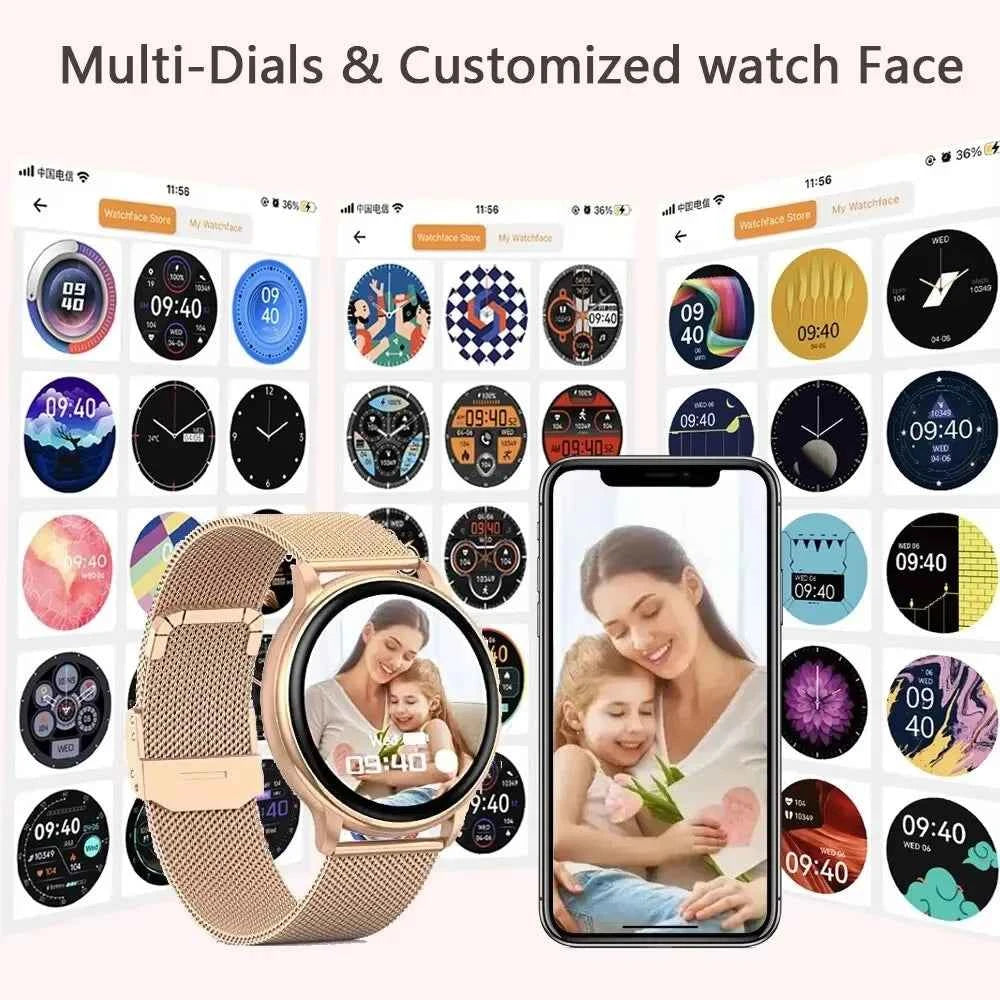 MEVADEN 1.32 inch Luxury Smartwatch Bluetooth Call Women Fashion Sports Fitness Tracker Health Monitor Smart Watch for Ladies