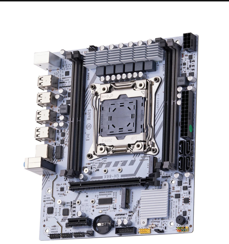 QIYIDA X99 Motherboard Set Kit Xeon LGA2011-3 E5 2650 V4 2pcs*8gb=16GB DDR4 RAM USB PCI 3.0 NVME M.2 SATA M-ATX