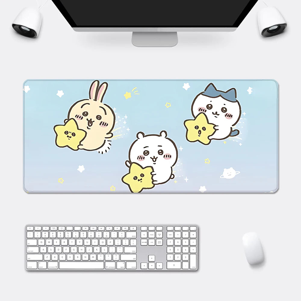 Cute Anime Chiikawas Mousepad HD Printing Computer Gamers Locking Edge Non-slip Mouse Pad XXL90x40cm Keyboard PC Desk Pad