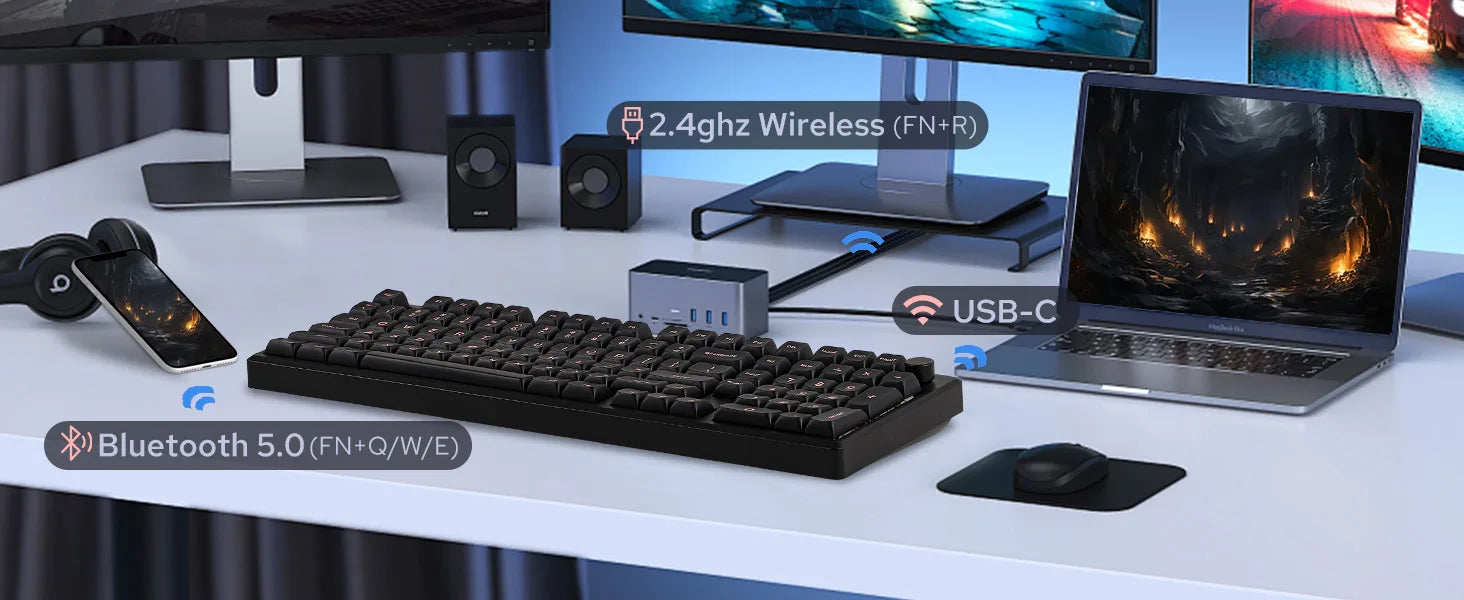 EPOMAKER Galaxy100 1800 ANSI US Layout QMK/VIA Wired/BT5.0/2.4Ghz Aluminum Mechanical Gaming Keyboard with Knob