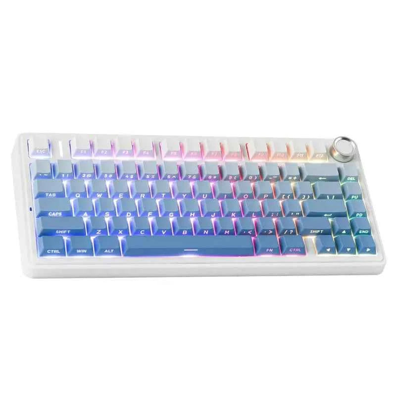 AULA F75 Game Mechanical Keyboard RGB Light 2.4G /BT5.0/Wired Tri-Mode Gasket Structure 75% Customized Gradient Grey Keyboard