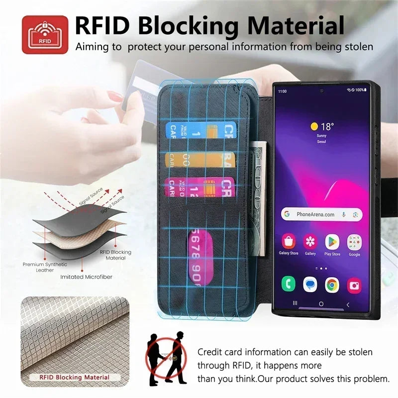 Magnetic 2 In 1 Detachable Flip Card Wallet Case For Magsafe Samsung Galaxy S26 S25 S24 S23 FE S22 S21 Ultra Note20 Plus A56 A36