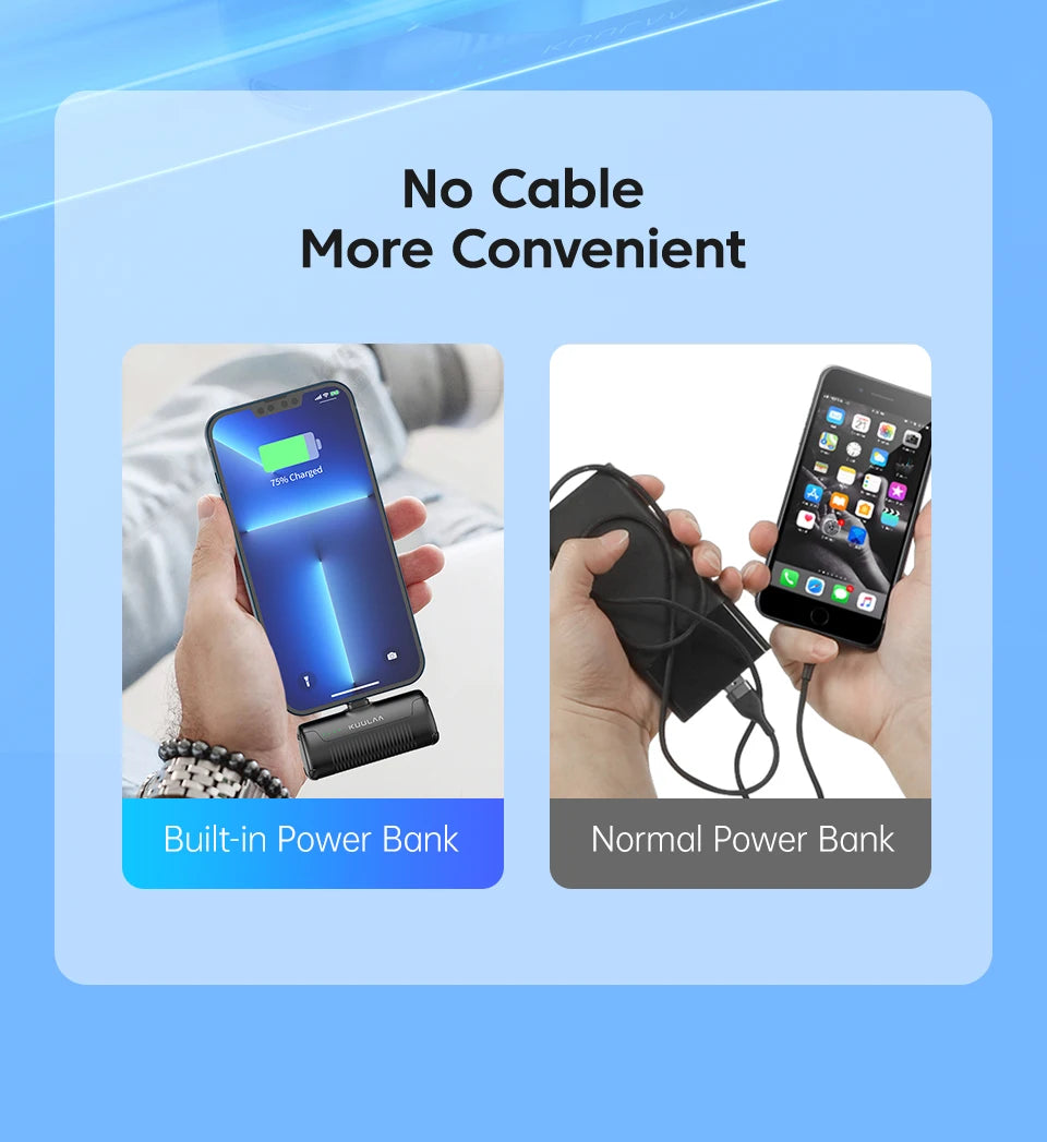 KUULAA Mini Power Bank 4500mAh - Portable Charger for iPhone17 16 15 14 13 Pro Max & Samsung/Xiaomi - External Battery PowerBank