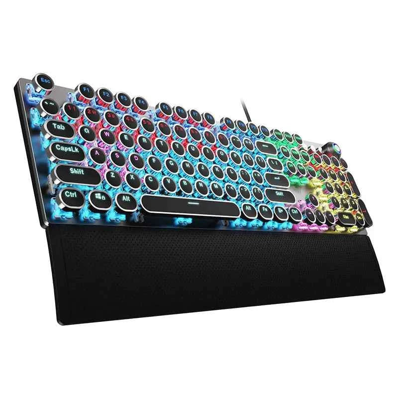 F2088 Mechanical Keyboard Round 104 keys Blue Mechanical Switch Gaming Keyboard RGB Backlit Ergonomic Design
