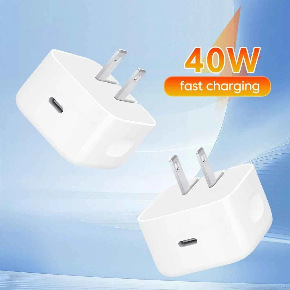 PD 40W Type C Charger Fast Charging Travel Wall Charger Power Adapter For iPhone 17 16 15 EU/US/UK Mobile Phone USB C Charger