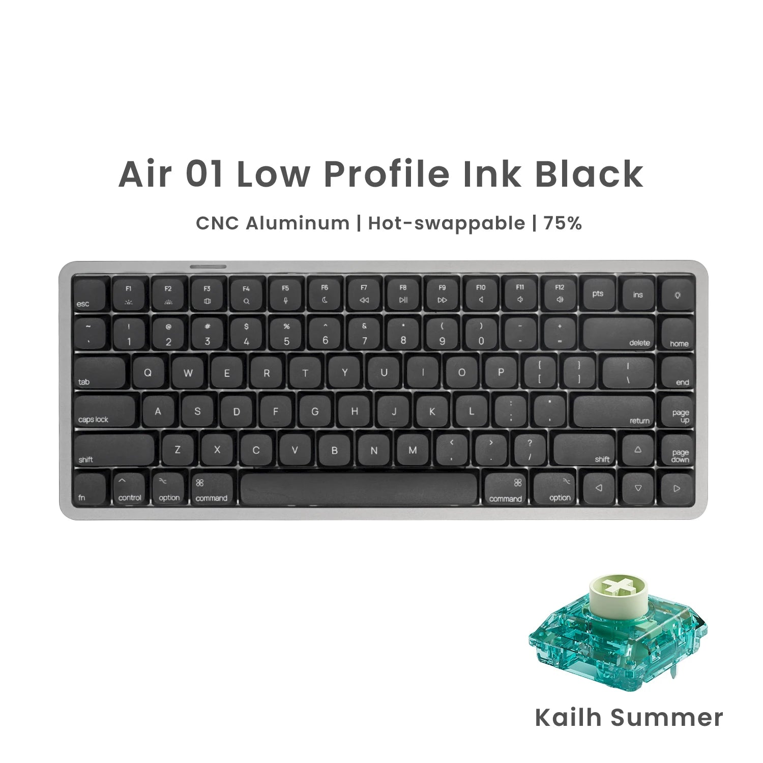 Akko Air 01 Mechanical Keyboard 75% 84-Key Mac Layout Custom Low Profile Hot-swappable RGB Tri-mode Keyboard Gasket Aluminum