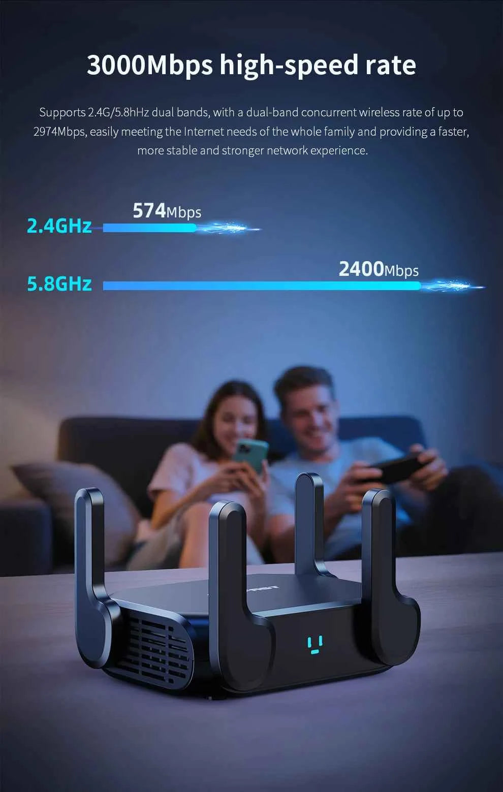Comfast 3000Mbps WIFI 6 Mesh Router MESH WiFi System 2.5 Gigabit Port Wi-Fi Router 4 Antennas Range Extender EU Plug