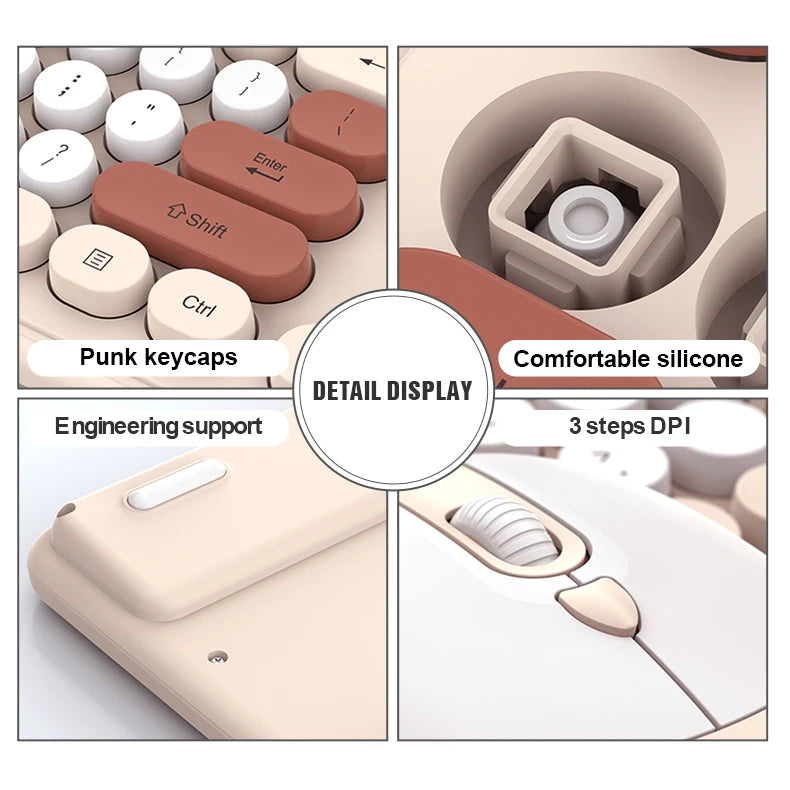 K-Snake WK200 Wireless Keyboard Mouse Set Cute Punk Keycap USB Wireless Business Keyboard Mouse Set Laptop Typing Office
