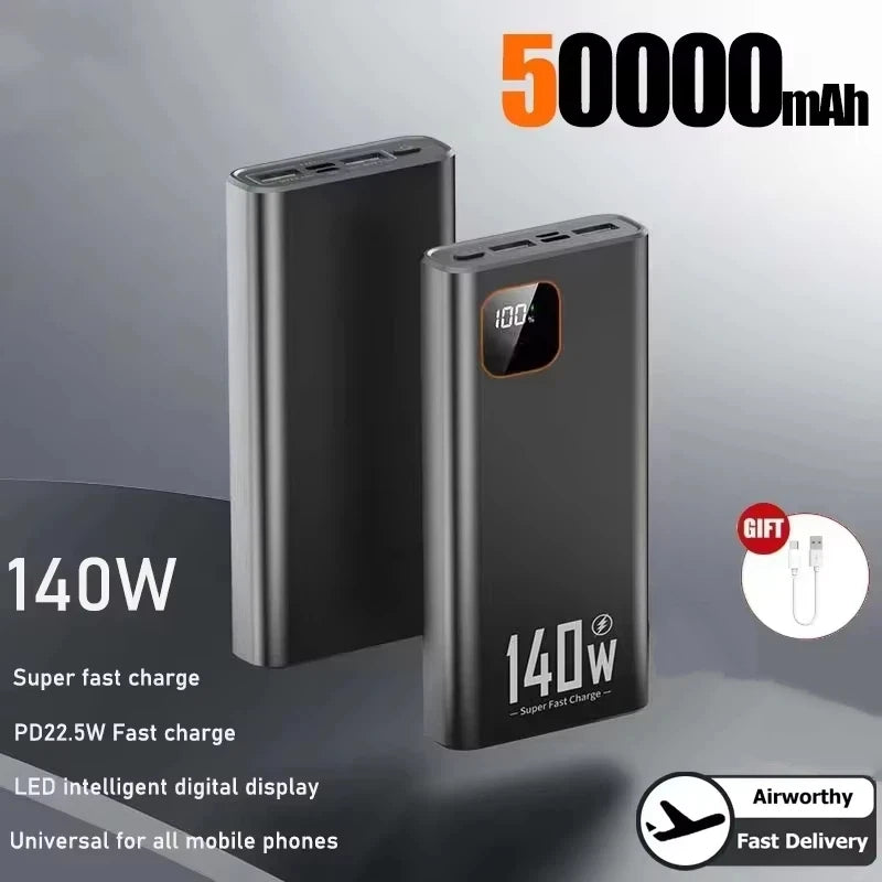 Lenovo 500000mAh 140W Ultra Capacity Power Bank Super Fast Charging Portable Battery Charger For IPhone For Samsung 2026